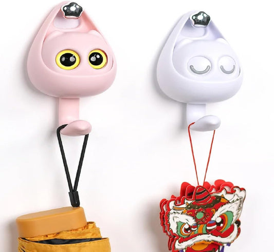 خطافات لاصقة متعددة الأغراض - حامل مفاتيح على شكل قطة لطيفة على الحائط