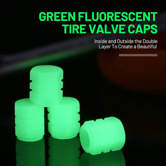 اغطية صمامات السيارة، للتوهج في الظلام 4 قطع
