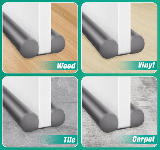 حاجز منع تسرب أسفل الباب بطول حوالي 97 سم باللون الرمادي