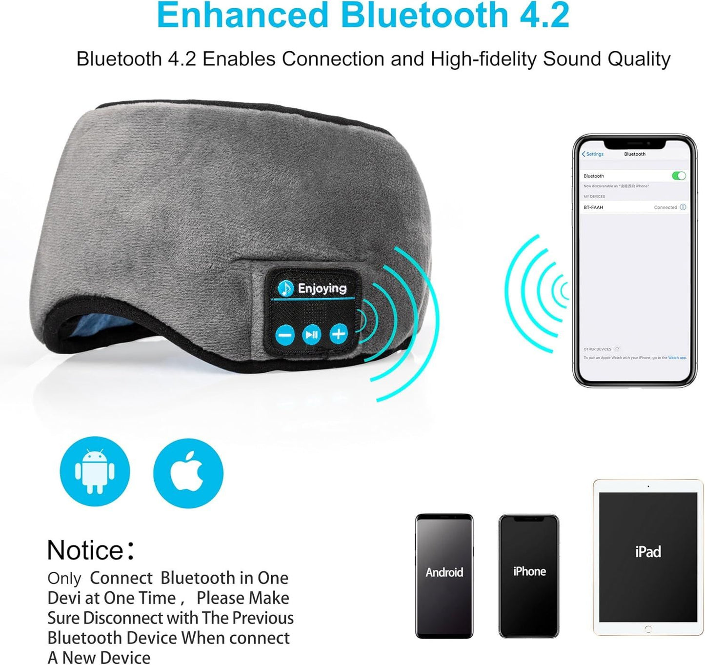 قناع عين للنوم مع سماعات بلوتوث